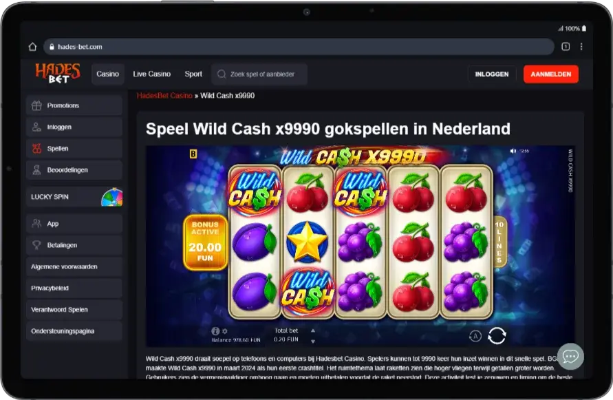 Echt geld spel in de HadesBet app